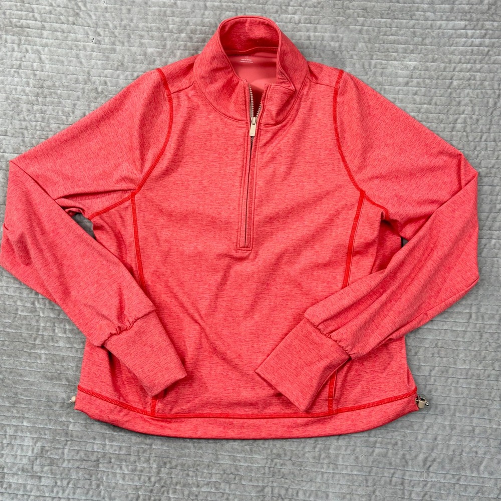 TravisMathew Womens Coral Heather Quarter Zip Pullover Athletic Top‎ 1LE067 XS